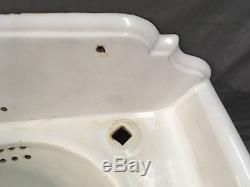 Antique Cast Iron White Porcelain Ornate 2 Piece Bathroom Sink old Vtg 542-17E