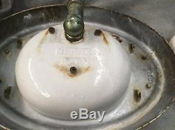 Antique Cast Iron White Porcelain Oval Pedestal Sink Old Vtg Standard 400-17E