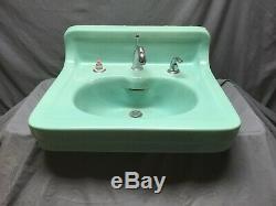 Antique Ceramic Aqua Marine Green Wall Mount Bath Sink Old Vtg Kohler 45-19E