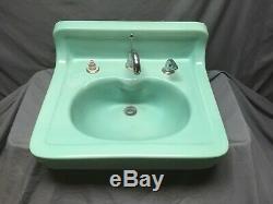 Antique Ceramic Aqua Marine Green Wall Mount Bath Sink Old Vtg Kohler 45-19E