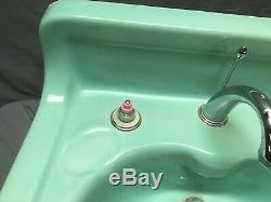 Antique Ceramic Aqua Marine Green Wall Mount Bath Sink Old Vtg Kohler 45-19E