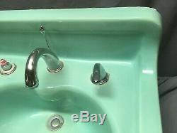 Antique Ceramic Aqua Marine Green Wall Mount Bath Sink Old Vtg Kohler 45-19E