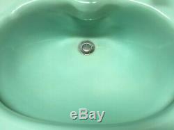 Antique Ceramic Aqua Marine Green Wall Mount Bath Sink Old Vtg Kohler 45-19E