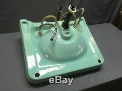 Antique Ceramic Aqua Marine Green Wall Mount Bath Sink Old Vtg Kohler 45-19E