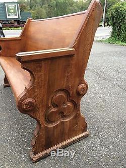 Antique Church Pew Pennsylvania Vintage Carved Ornate Wood Old Curved Bench Seat