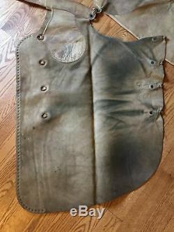 Antique Cowboy Chaps Vintage Old West Leather Cowboy Chaps Buckskin Studs 1920's