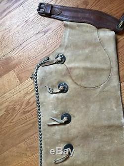 Antique Cowboy Chaps Vintage Old West Leather Cowboy Chaps Buckskin Studs 1920's