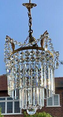 Antique Crystal Chandelier Stunning Old Excellent Quality