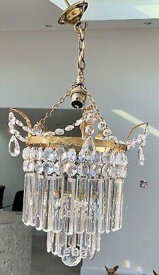 Antique Crystal Chandelier Stunning Old Excellent Quality