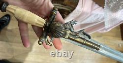 Antique Dagger Knife Brass Steel Fixed Handle Pistol Men's Czech Rare Old 20th