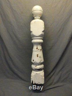 Antique Decorative Turned Wood Pine Newel Post Old Vtg Staircase 45x7 656-17P
