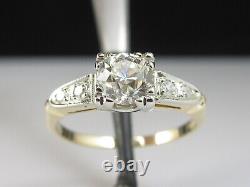 Antique Diamond Engagement Ring Old Mine. 88tdw 14K Two-Tone Estate Vintage