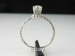 Antique Diamond Engagement Ring Solitaire Art Deco Platinum Old European Cut