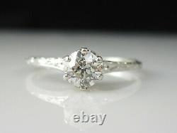 Antique Diamond Engagement Ring Solitaire Art Deco Platinum Old European Cut