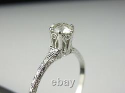 Antique Diamond Engagement Ring Solitaire Art Deco Platinum Old European Cut