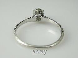 Antique Diamond Engagement Ring Solitaire Art Deco Platinum Old European Cut