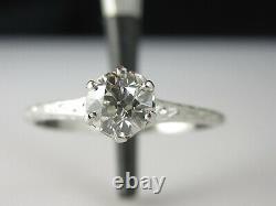 Antique Diamond Engagement Ring Solitaire Art Deco Platinum Old European Cut