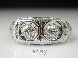 Antique Diamond Ring Vintage Art Deco Double Old Mine Toi et Moi 18K 14K