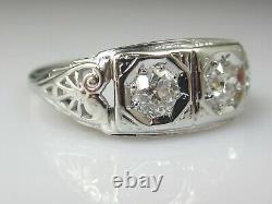 Antique Diamond Ring Vintage Art Deco Double Old Mine Toi et Moi 18K 14K