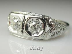 Antique Diamond Ring Vintage Art Deco Double Old Mine Toi et Moi 18K 14K