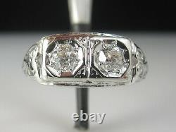 Antique Diamond Ring Vintage Art Deco Double Old Mine Toi et Moi 18K 14K