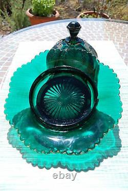 Antique Eapg American Patterned Northwood Old Glass Regent Emerald Green Set
