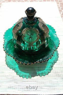 Antique Eapg American Patterned Northwood Old Glass Regent Emerald Green Set