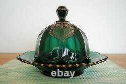 Antique Eapg American Patterned Northwood Old Glass Regent Emerald Green Set