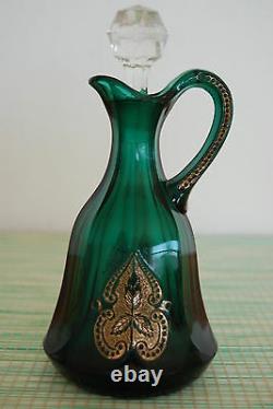 Antique Eapg American Patterned Northwood Old Glass Regent Emerald Green Set