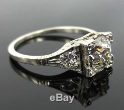 Antique Edwardian 1.21ct Old Mine Cut Diamond & Platinum Engagement Ring Size 6