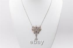 Antique Edwardian 1900 $4000 1.50ct Old Euro Diamond 14k White Gold Necklace