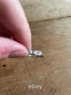 Antique Edwardian Trilogy Ring, 18k Gold & Platinum, Old Cut Diamonds. 15 Carats