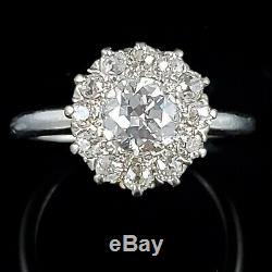 Antique Engagement Ring 1.05ct Old European Cut Diamonds 18&14k Gold Halo Estate