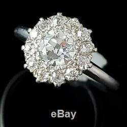 Antique Engagement Ring 1.05ct Old European Cut Diamonds 18&14k Gold Halo Estate