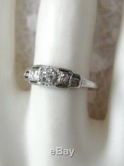 Antique Estate 18k Wg Genuine Old Mine Cut Diamond Filigree Deco Engagement Ring