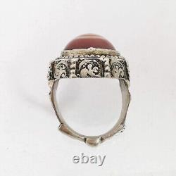 Antique Eye Red Sulemani Silver Ring Old Sulimani Agate Stone #492