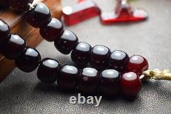 Antique Faturan Cherry Amber Bakelite Prayer Beads, Vintage Amber, Old Bakelite