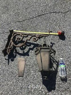 Antique Gothic Chandelier Ceiling Porch light Castle Glass Old Vtg wild look