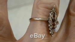 Antique Ladies 10k Pink Gold 33 Points Old Mine Cut Diamond / Ruby Ring Size 8