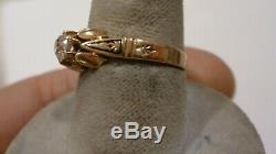 Antique Ladies 14k Rose Gold 45 Pt Old Mine Cut Diamond Engagement Ring Sz 6 1/4