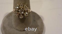 Antique Ladies 14k Yellow Gold 1.25 Carat Old Mine Cut 13-diamond Cluster Ring