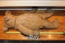 Antique Likely Steiff Jointed Early 1900's Teddy Bear Straw Filled 20 Inch Old