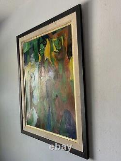 Antique MID Century Modern Abstract Oil Painting Old Vintage Cubism Cubist Woman