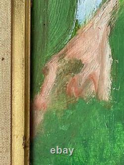 Antique MID Century Modern Abstract Oil Painting Old Vintage Cubism Cubist Woman