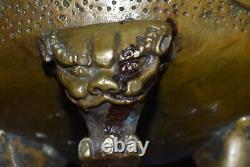 Antique Old China Bronze Copper Dragon Legs Incense Burner Marked