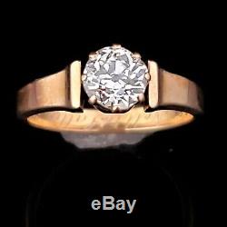 Antique Old European Cut Diamond 14k Yellow Gold Engagement Ring Engraved 1887