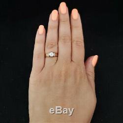 Antique Old European Cut Diamond 14k Yellow Gold Engagement Ring Engraved 1887