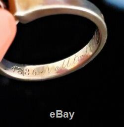 Antique Old European Cut Diamond 14k Yellow Gold Engagement Ring Engraved 1887