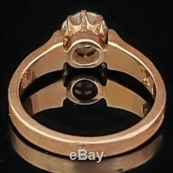 Antique Old European Cut Diamond 14k Yellow Gold Engagement Ring Engraved 1887