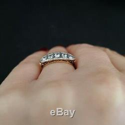 Antique Old European Cut Diamond 18k Gold Five Stone Band Ring Anniversary Gift